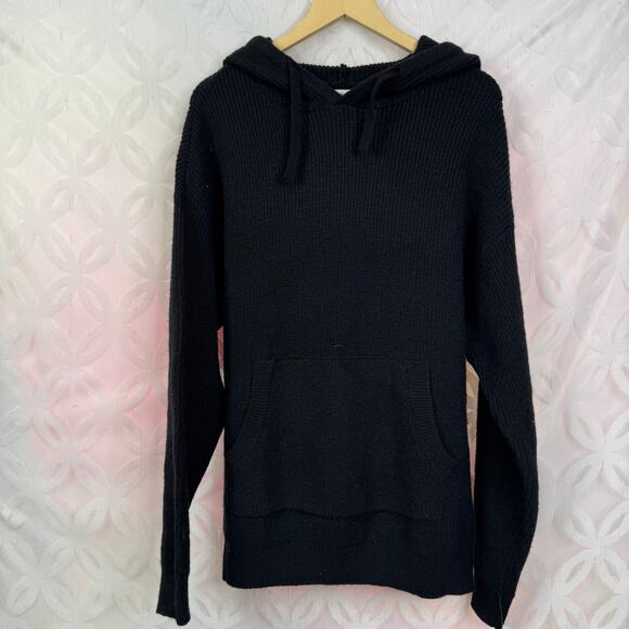 And Now This Men's Soft Knit Textured Sweater Hoodie Black Size L NWT - Picture 3 of 6